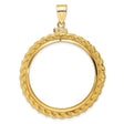 1 oz $50 American Buffalo Screw Top Polished Rope Coin Bezel in 14k Yellow Gold