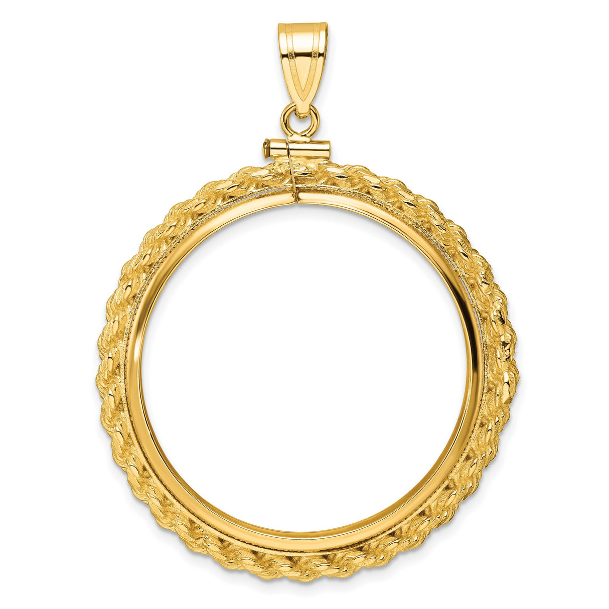 1 oz Krugerrand Screw Top Polished Rope Coin Bezel in 14k Yellow Gold