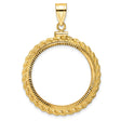 1/2 oz $25 American Buffalo Screw Top Diamond-Cut Rope Coin Bezel in 14k Yellow Gold