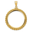 1 oz $50 American Buffalo Screw Top Diamond-Cut Rope Coin Bezel in 14k Yellow Gold