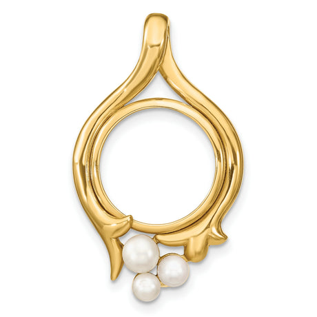  Cat Prong Set Pearl Coin Bezel in 14k Yellow Gold