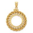 1/10 oz Krugerrand Screw Top Filigree Rope Coin Bezel in 14k Yellow Gold